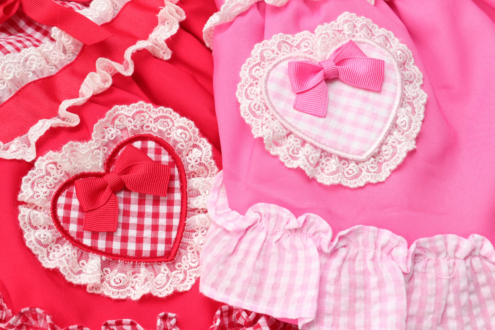 1177 ハートギンガムワンピース