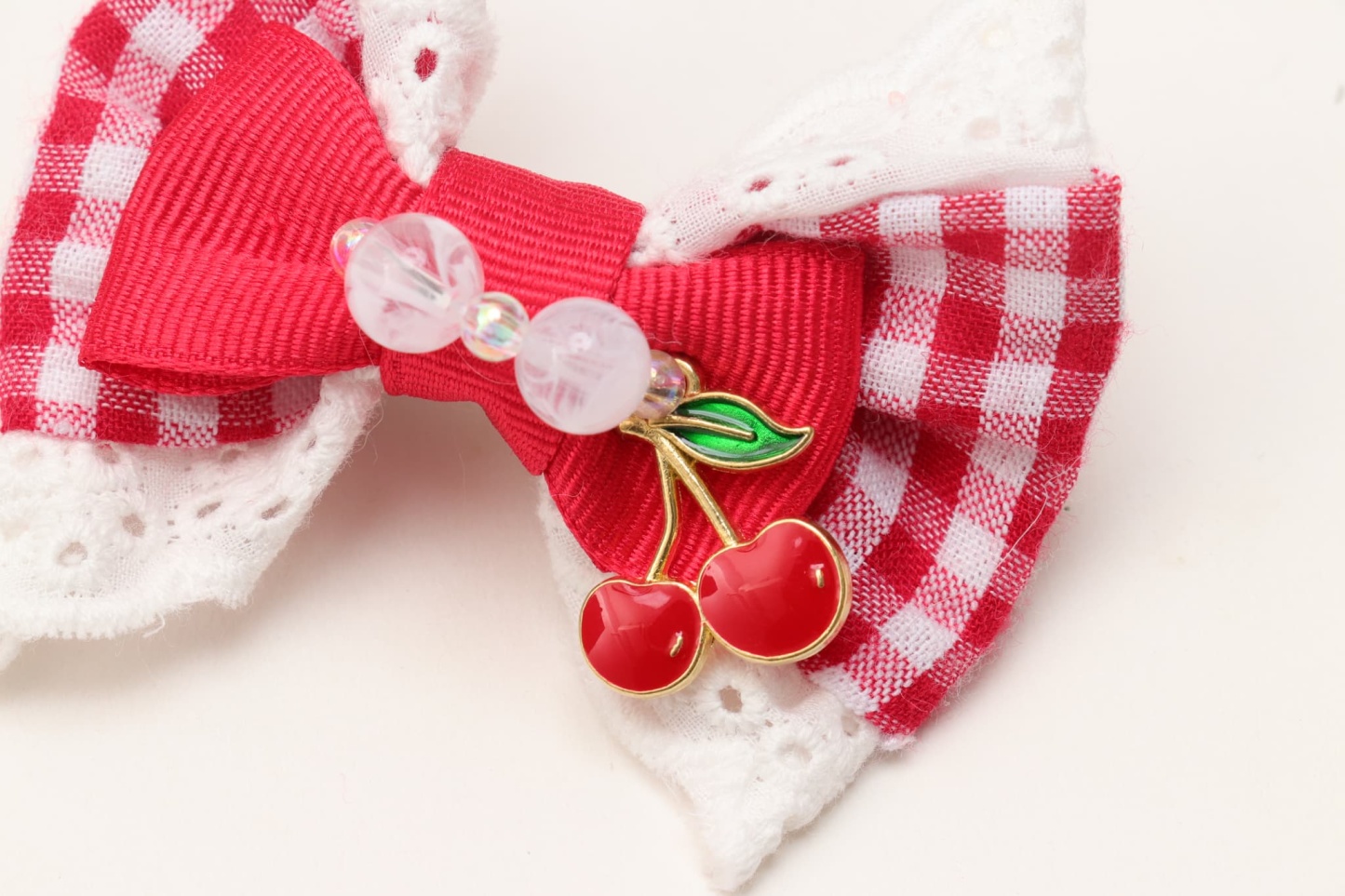 LB-333 ギンガム×チェリーバレッタリボン