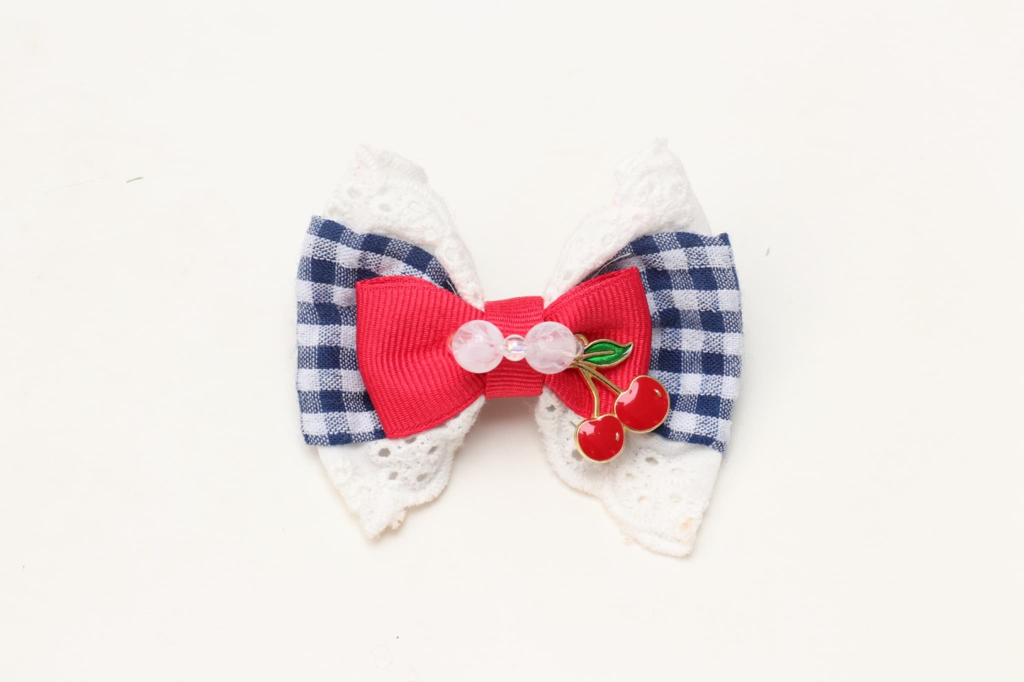 LB-333 ギンガム×チェリーバレッタリボン