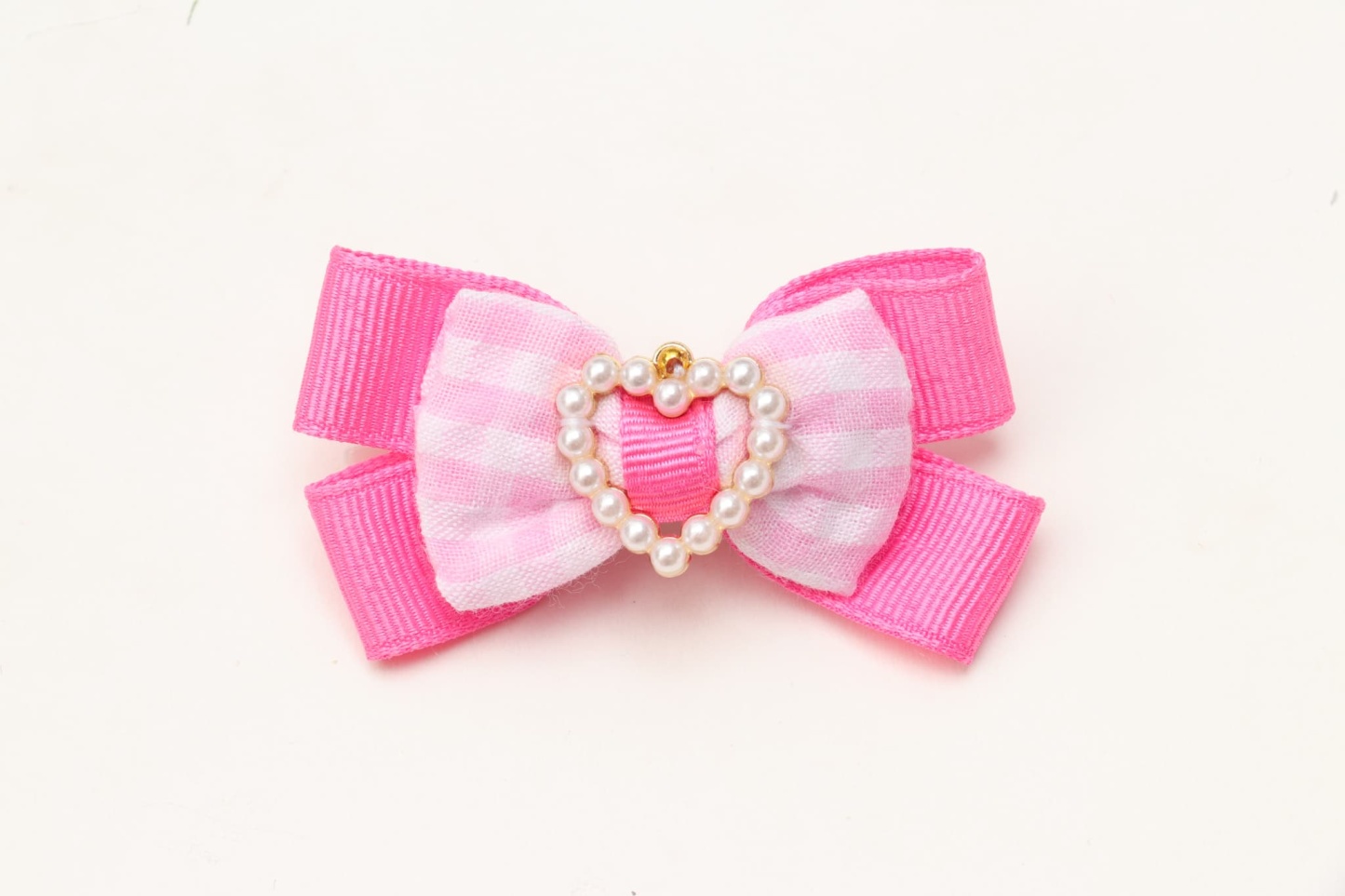 LB-328ハートギンガムバレッタリボン