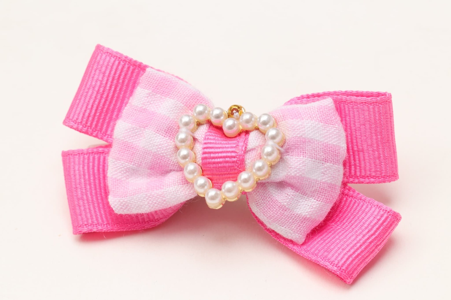 LB-328ハートギンガムバレッタリボン