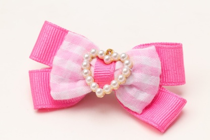 LB-328ハートギンガムバレッタリボン