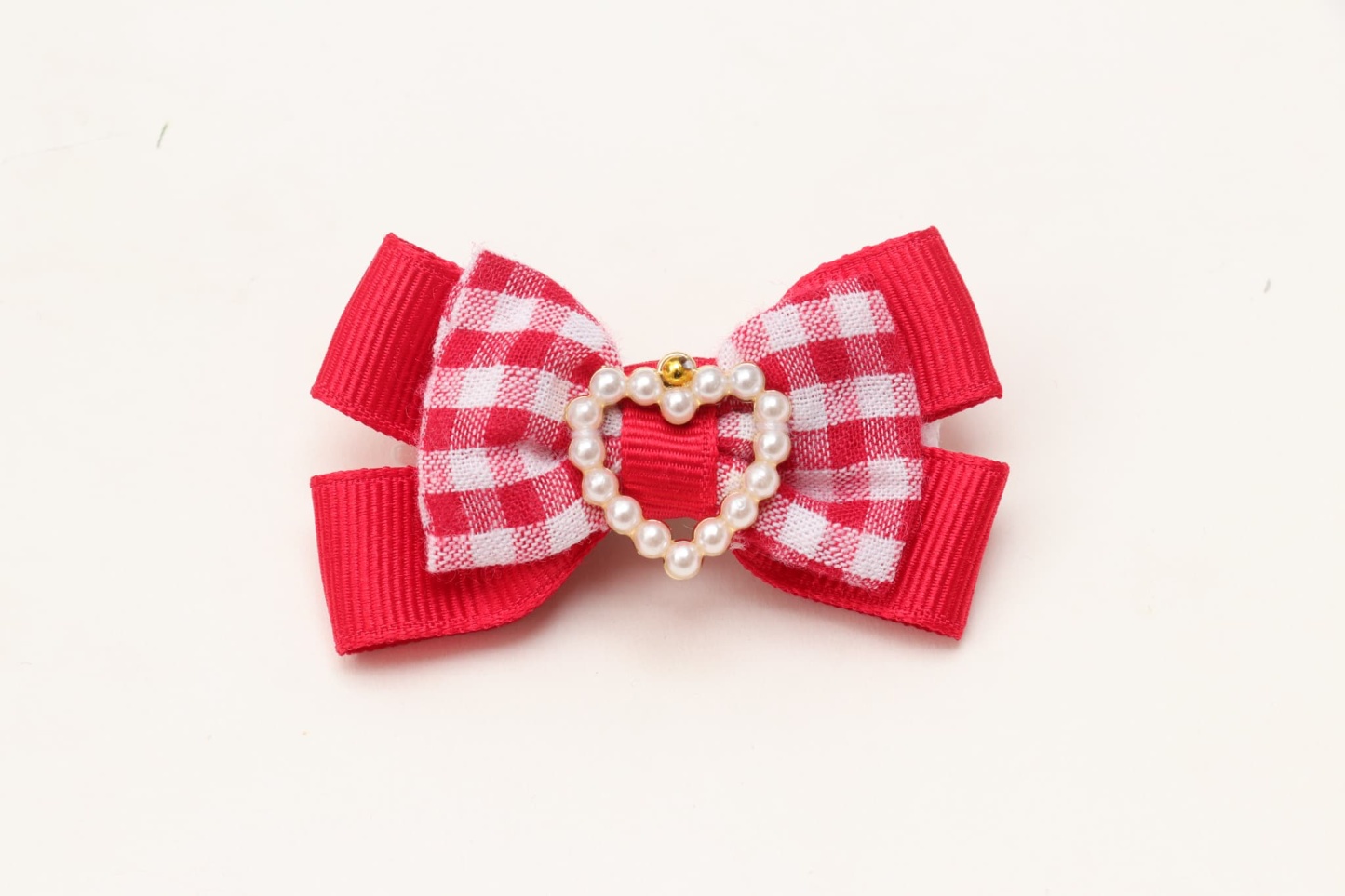 LB-328ハートギンガムバレッタリボン