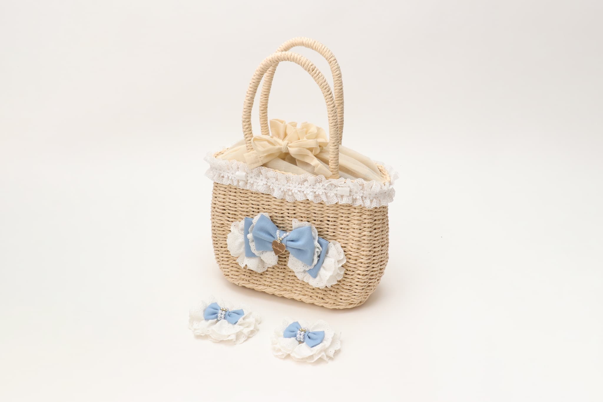 BK-008ﾃﾞﾆﾑﾊﾞﾚｯﾀ付きかごﾊﾞｯｸﾞ