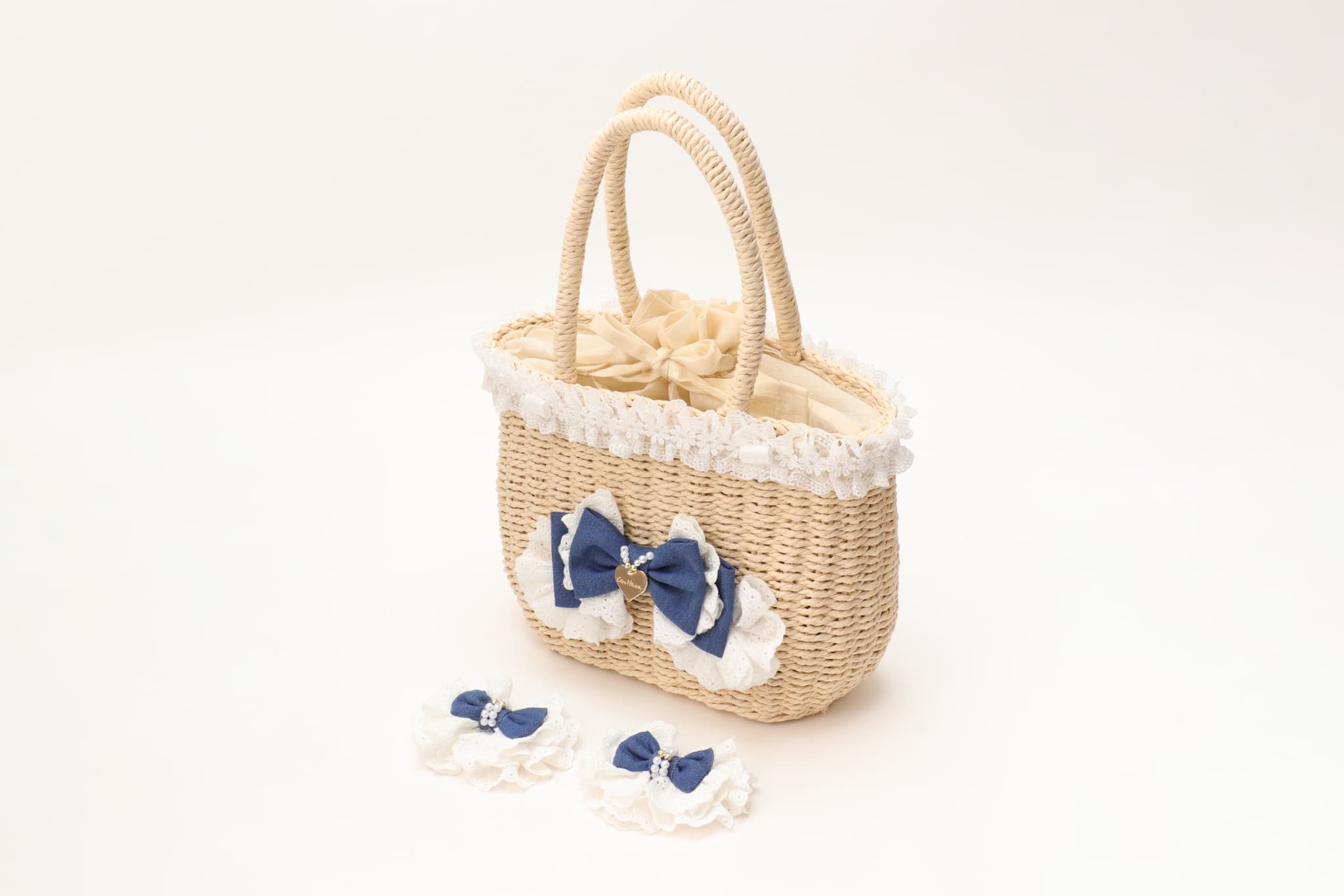 BK-008ﾃﾞﾆﾑﾊﾞﾚｯﾀ付きかごﾊﾞｯｸﾞ