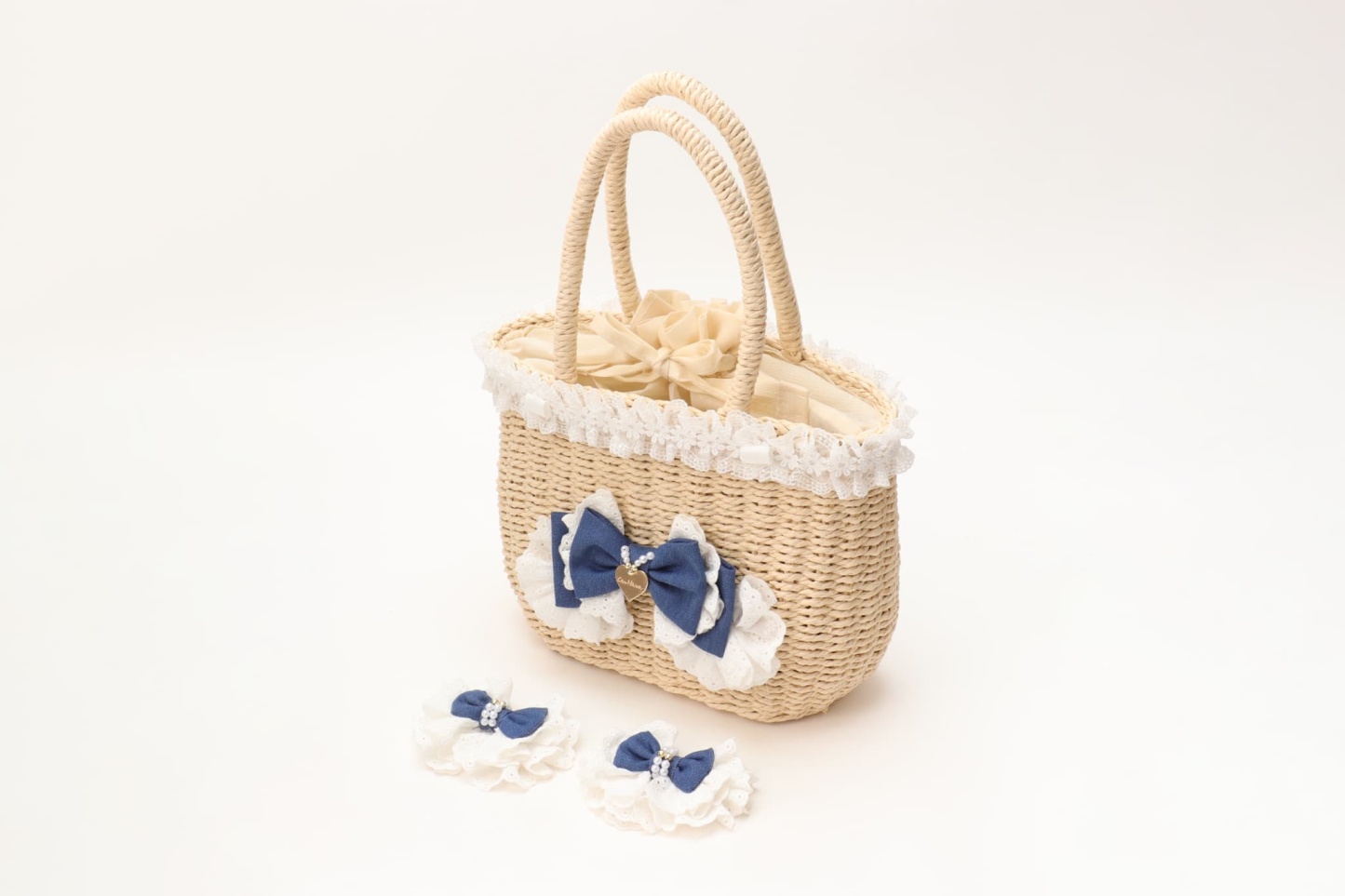 BK-008ﾃﾞﾆﾑﾊﾞﾚｯﾀ付きかごﾊﾞｯｸﾞ