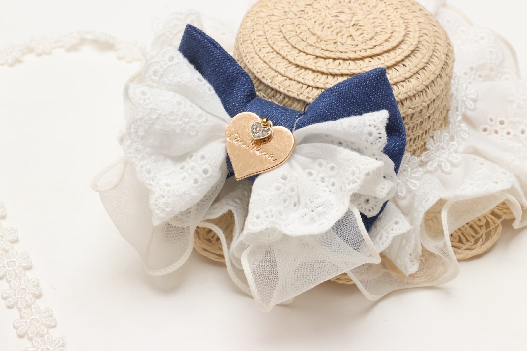 LH-016ﾃﾞﾆﾑﾊﾞﾚｯﾀ付麦わら帽子