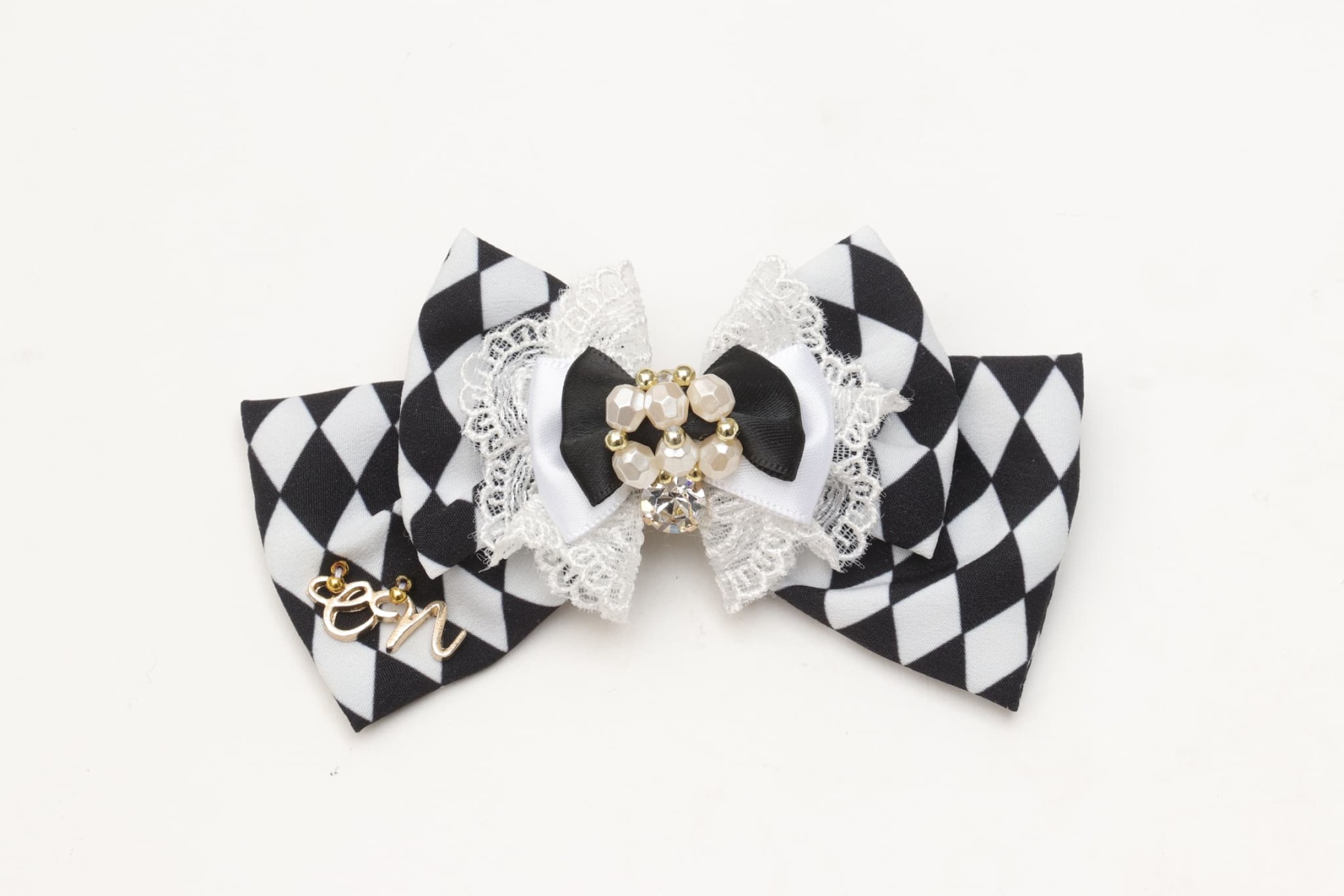 犬 アクセサリー ダイヤ柄チェックアリスバレッタ リボン 不思議の国のアリス 犬服 コスプレ ブランド セレブ 小型犬 撮影会 きゃんナナ 
