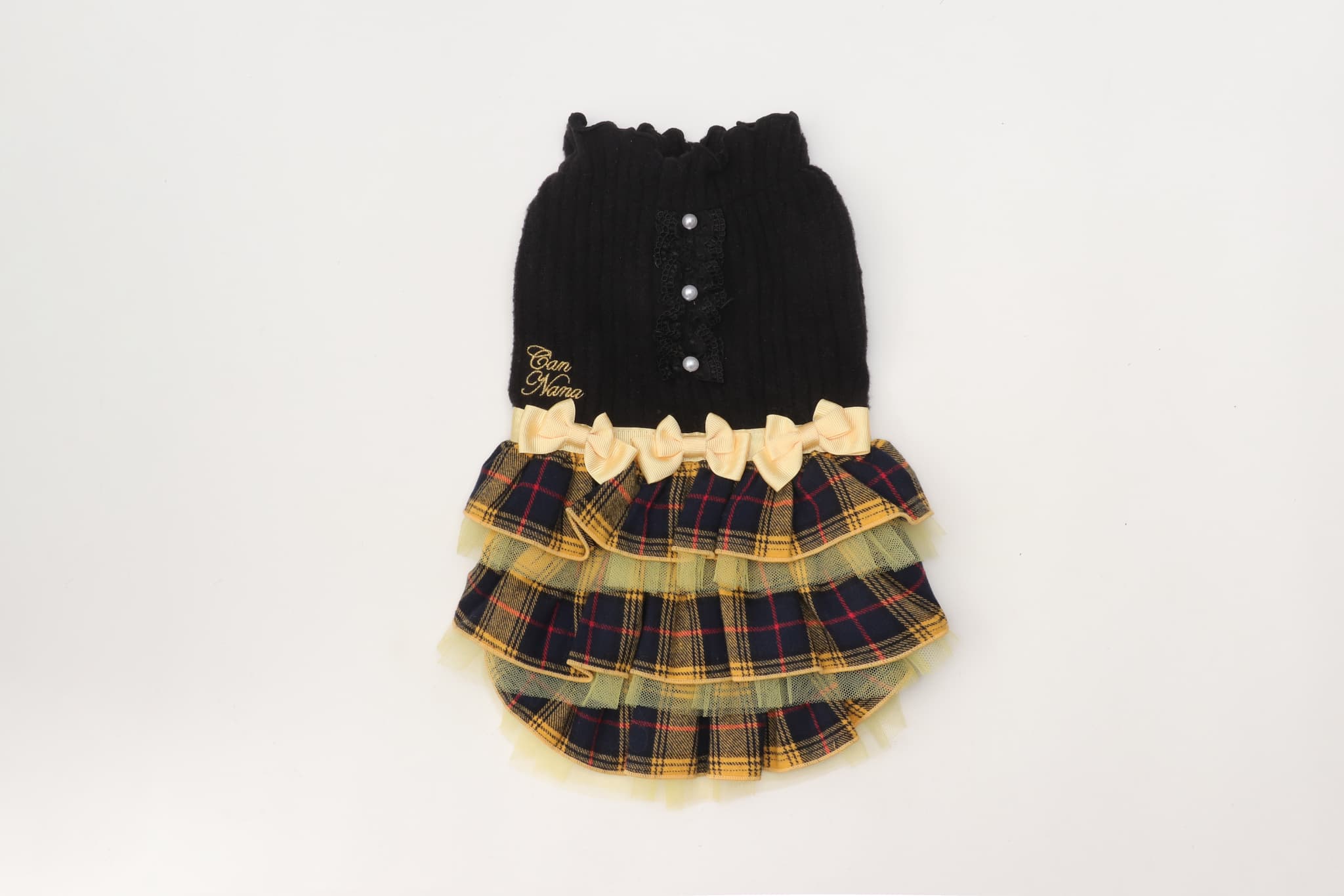 リブ×タータンチェックドッキングワンピース