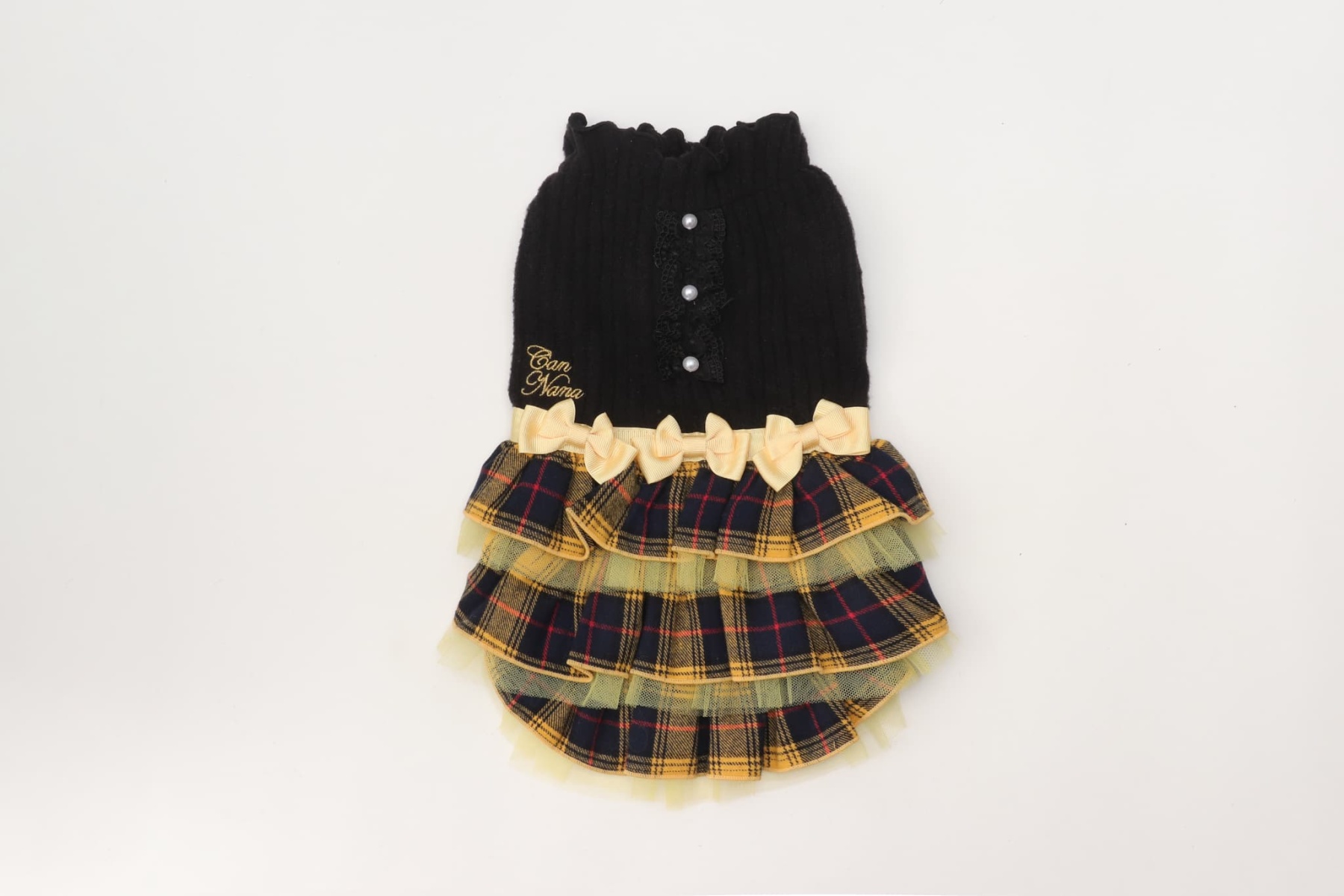 リブ×タータンチェックドッキングワンピース