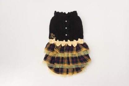 リブ×タータンチェックドッキングワンピース