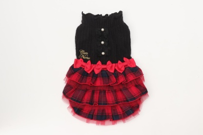 リブ×タータンチェックドッキングワンピース