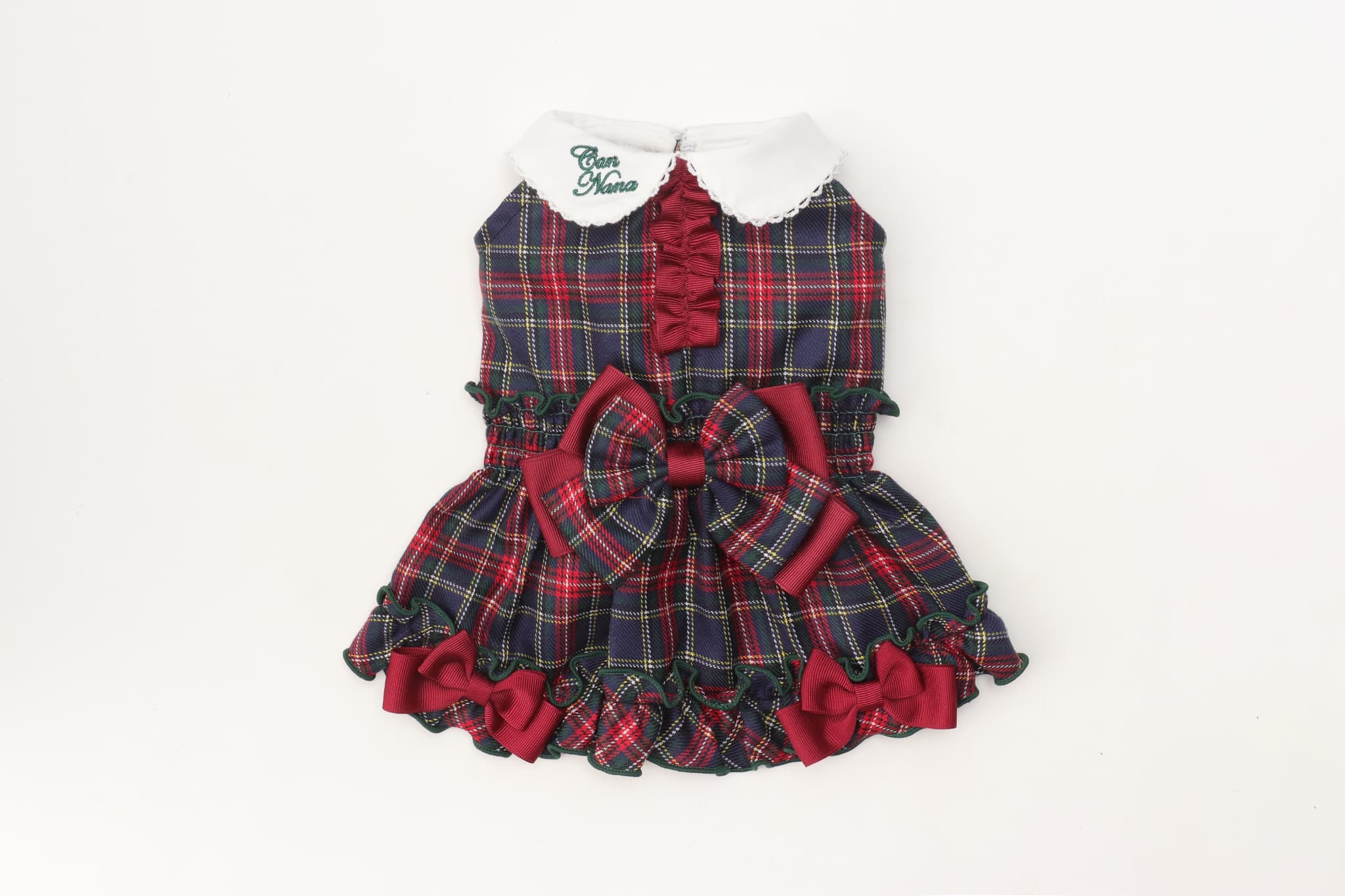 白襟タータンチェックワンピー