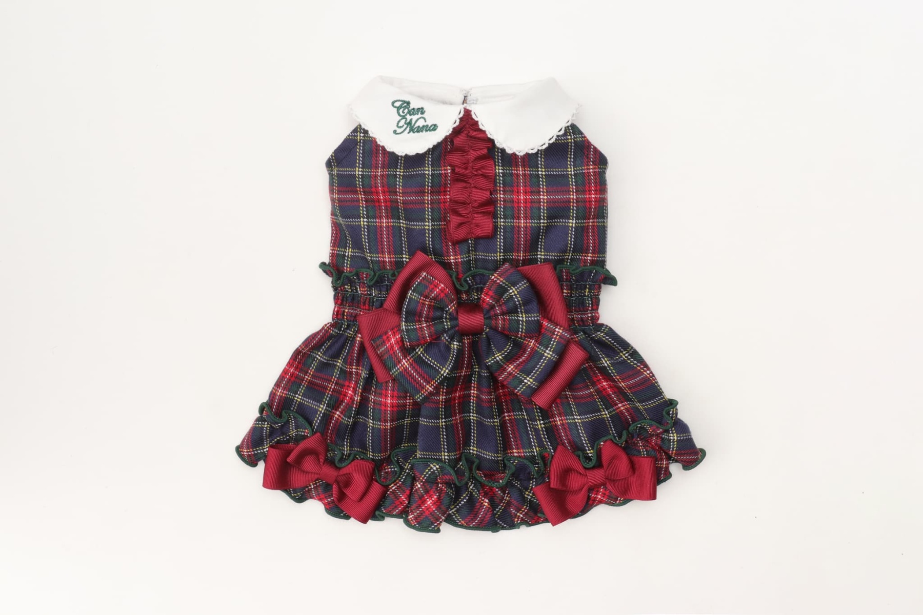 白襟タータンチェックワンピー