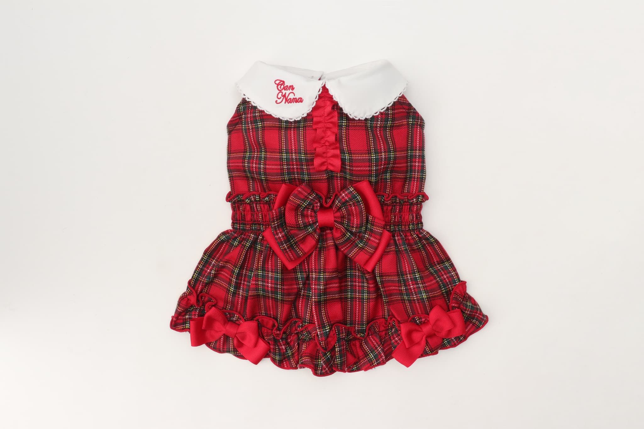 白襟タータンチェックワンピー