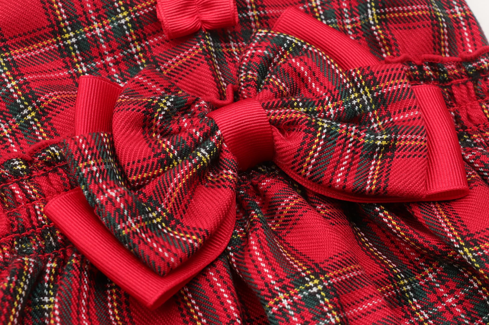 白襟タータンチェックワンピー