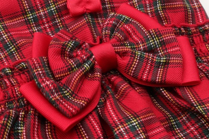 白襟タータンチェックワンピー