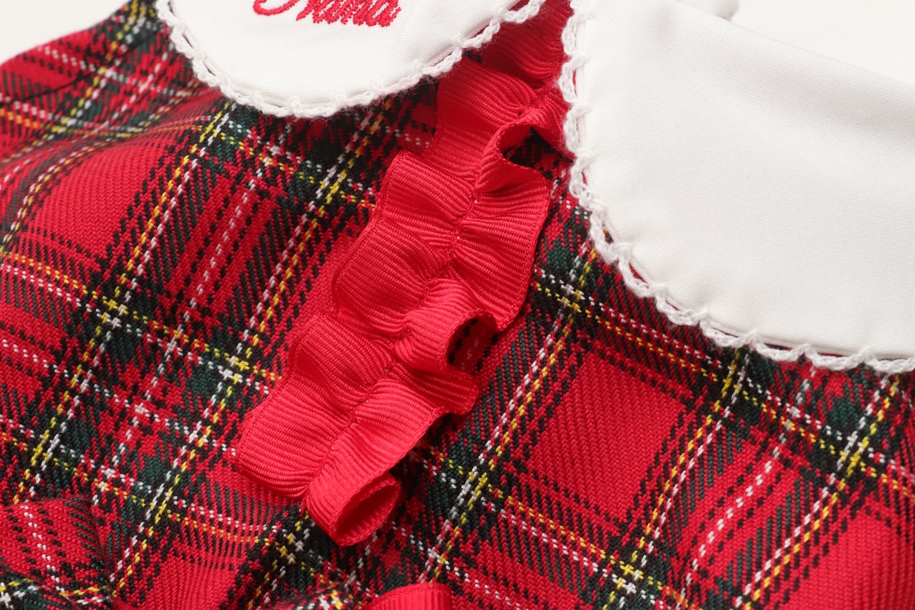 白襟タータンチェックワンピー