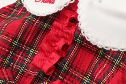 白襟タータンチェックワンピー