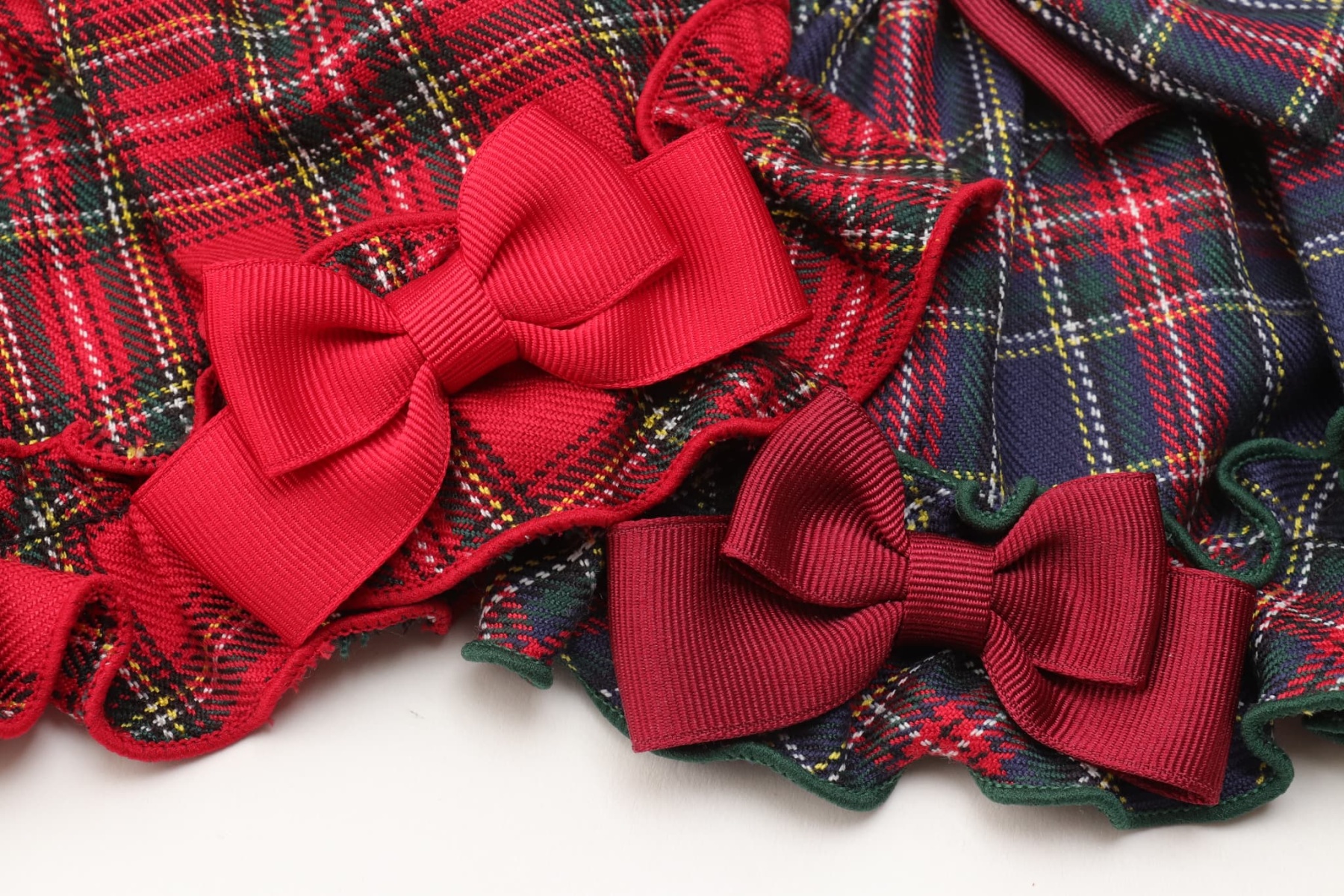 白襟タータンチェックワンピー