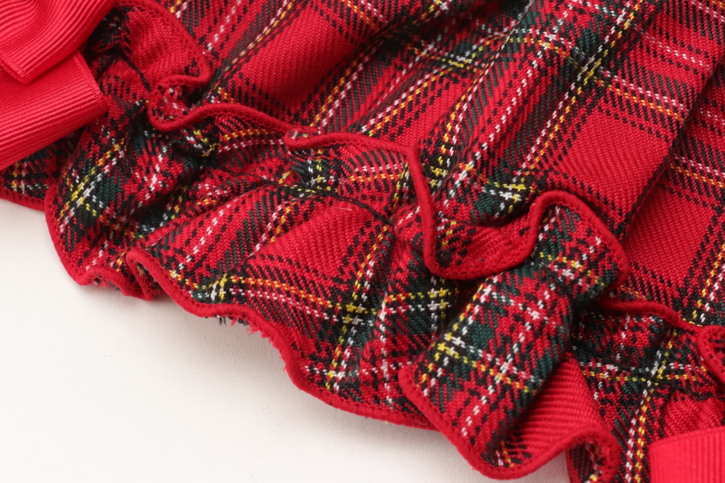 白襟タータンチェックワンピー