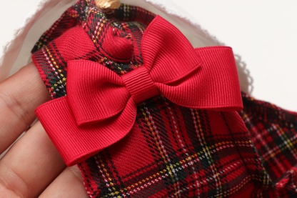 白襟タータンチェックワンピー