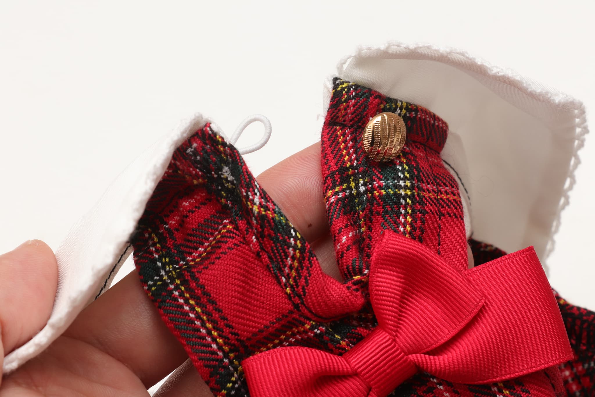 白襟タータンチェックワンピー