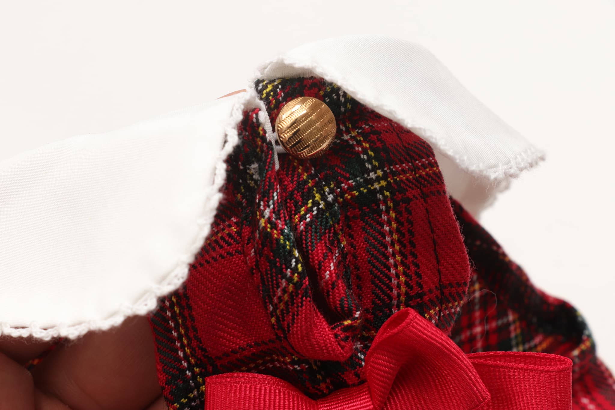 白襟タータンチェックワンピー