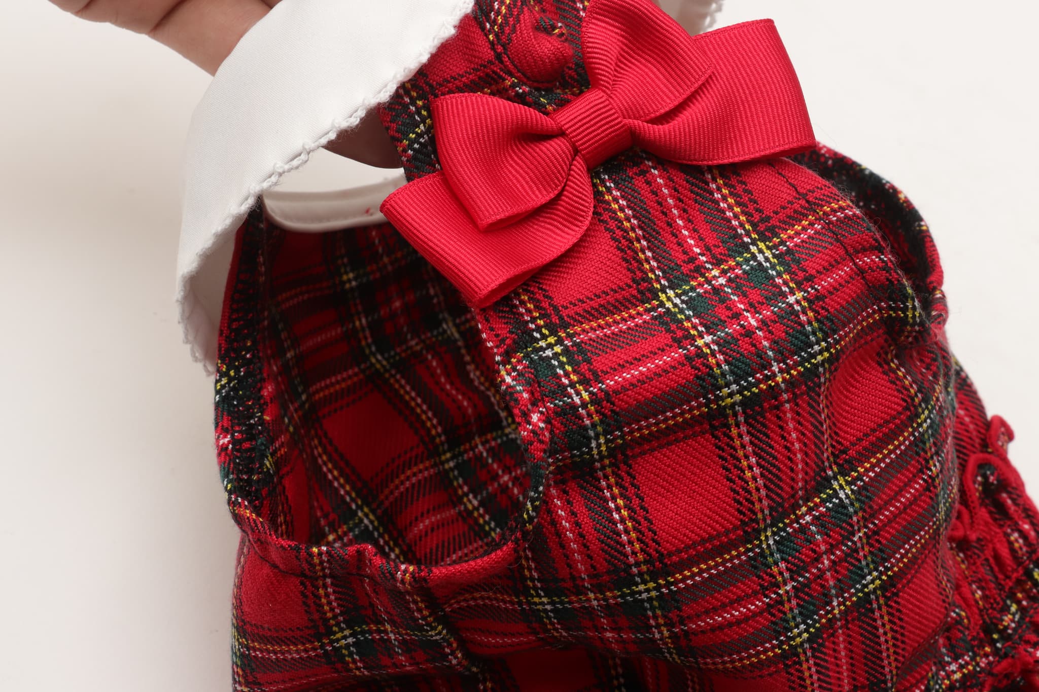 白襟タータンチェックワンピー