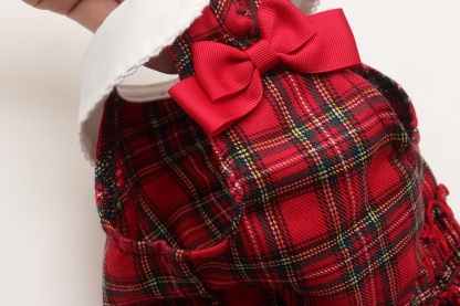 白襟タータンチェックワンピー