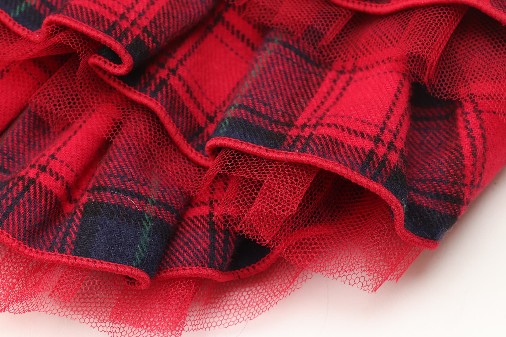 リブ×タータンチェックドッキングワンピース