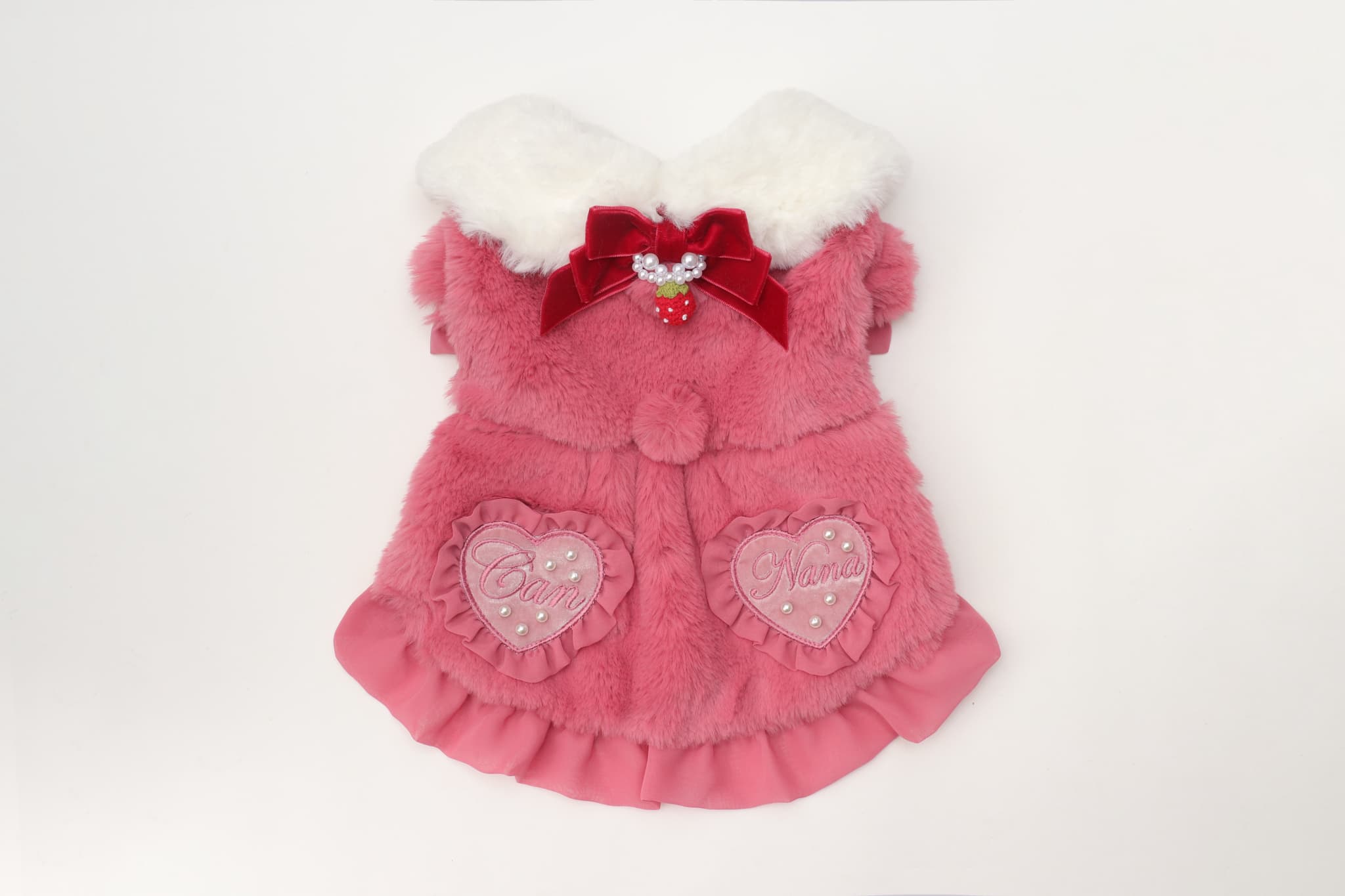 ブローチ付冬いちごファーコート