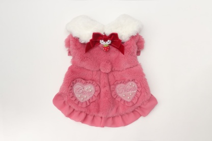 ブローチ付冬いちごファーコート