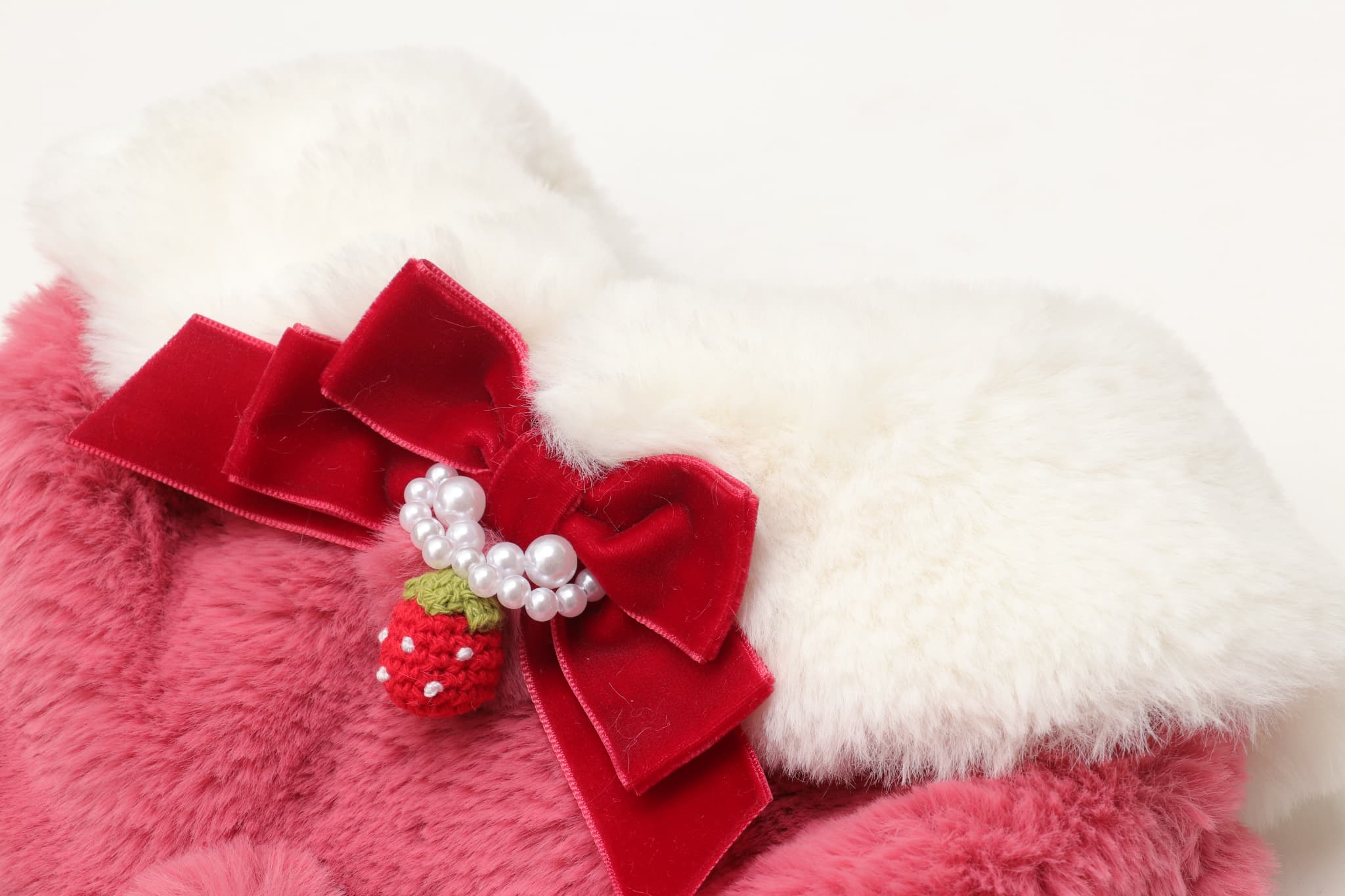 ブローチ付冬いちごファーコート