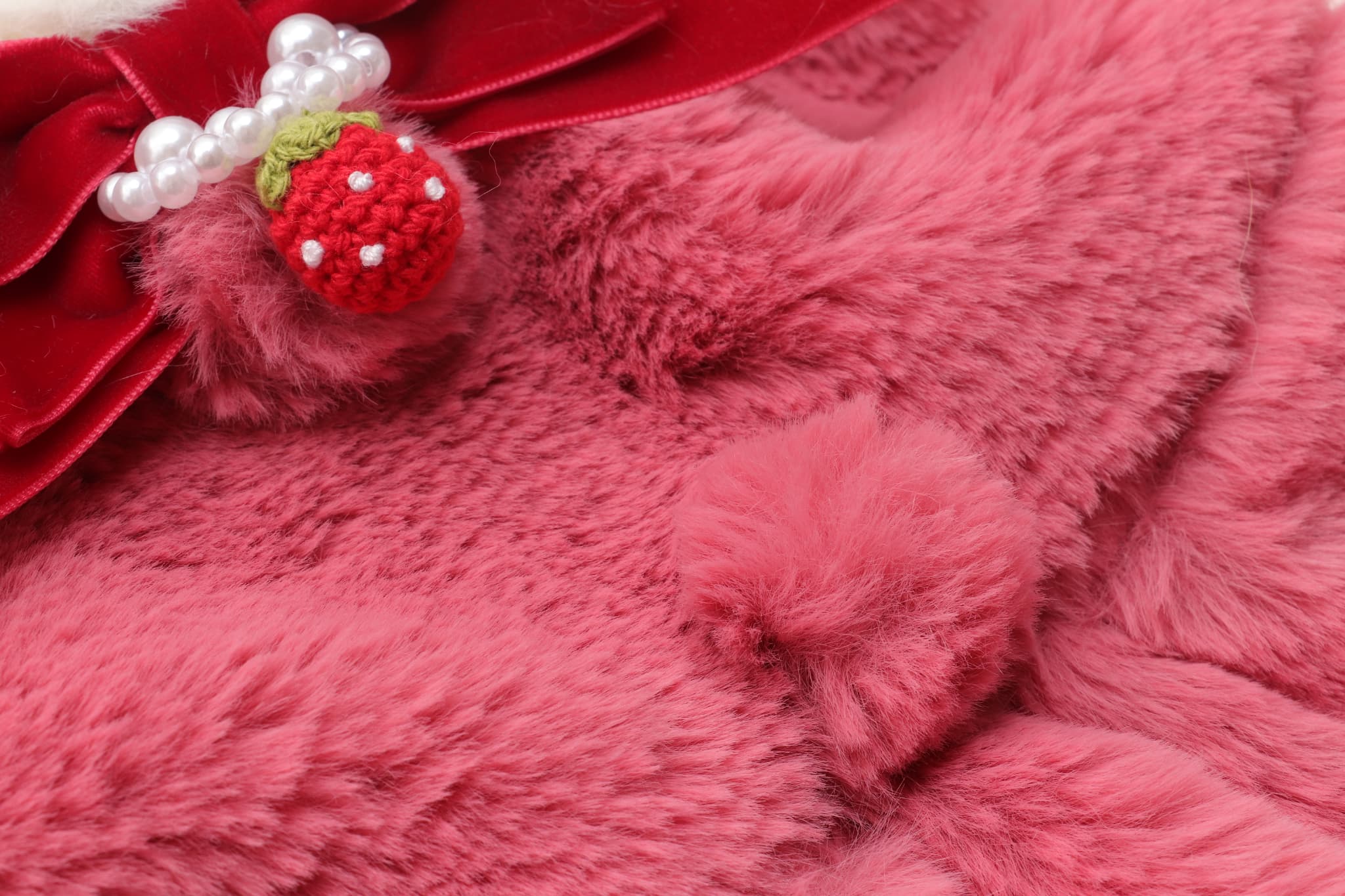 ブローチ付冬いちごファーコート