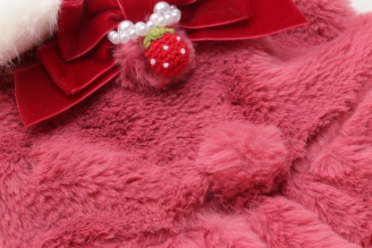 ブローチ付冬いちごファーコート