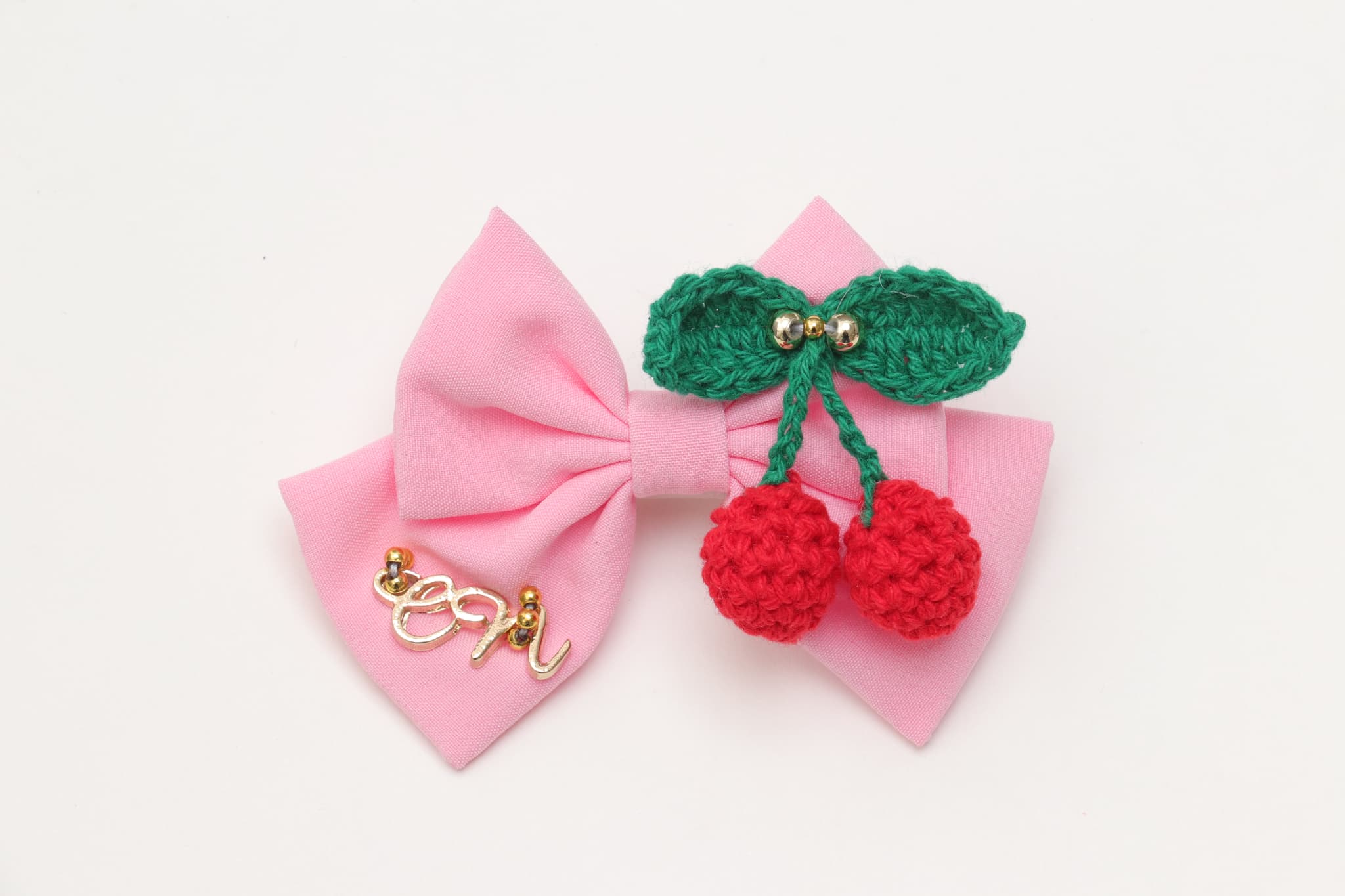編みぐるみさくらんぼバレッタ