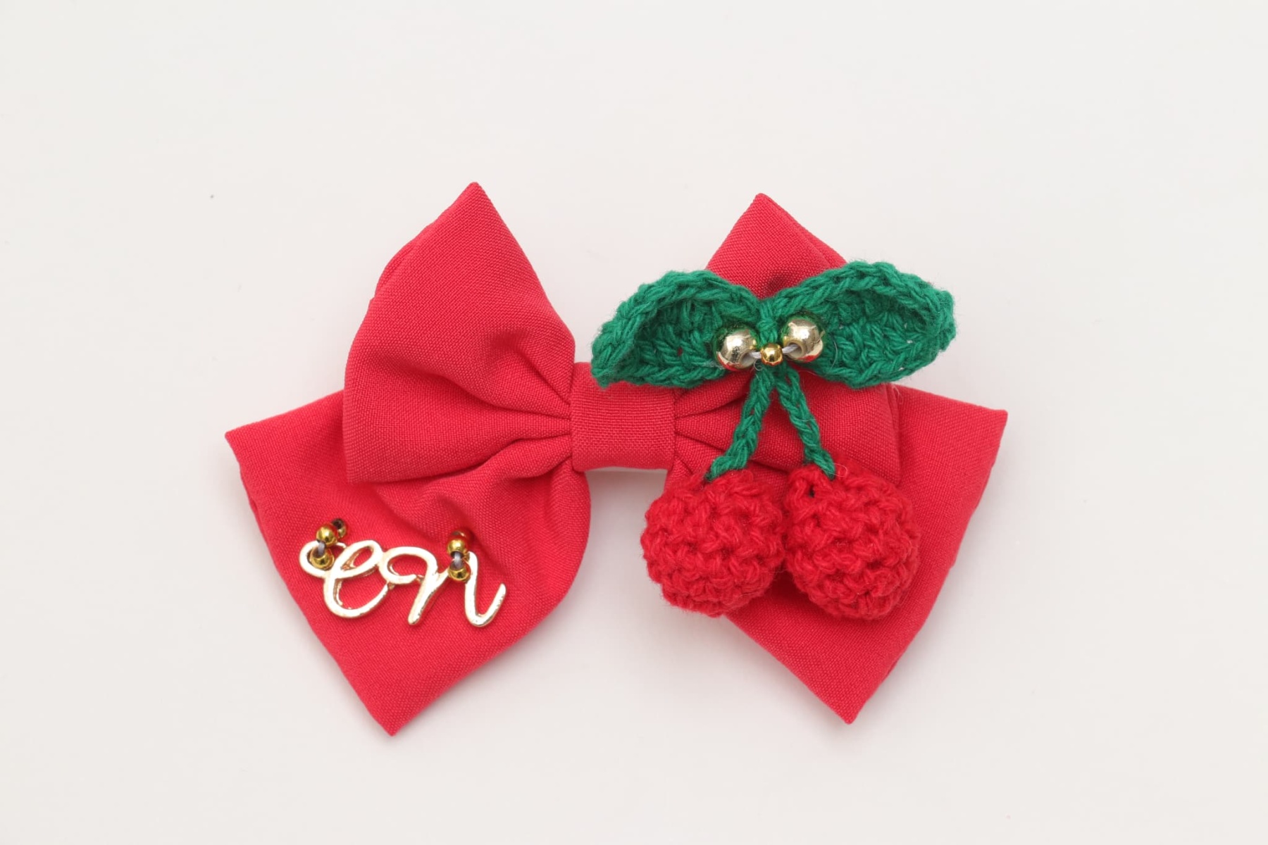 編みぐるみさくらんぼバレッタ