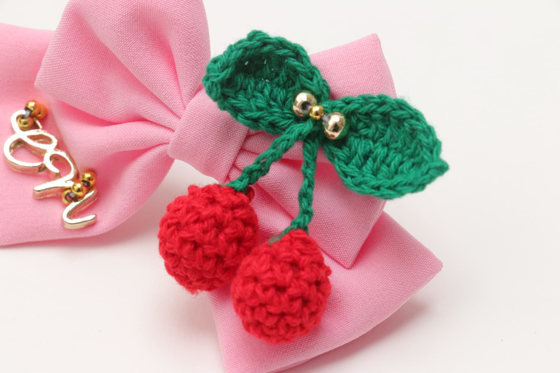 編みぐるみさくらんぼバレッタ