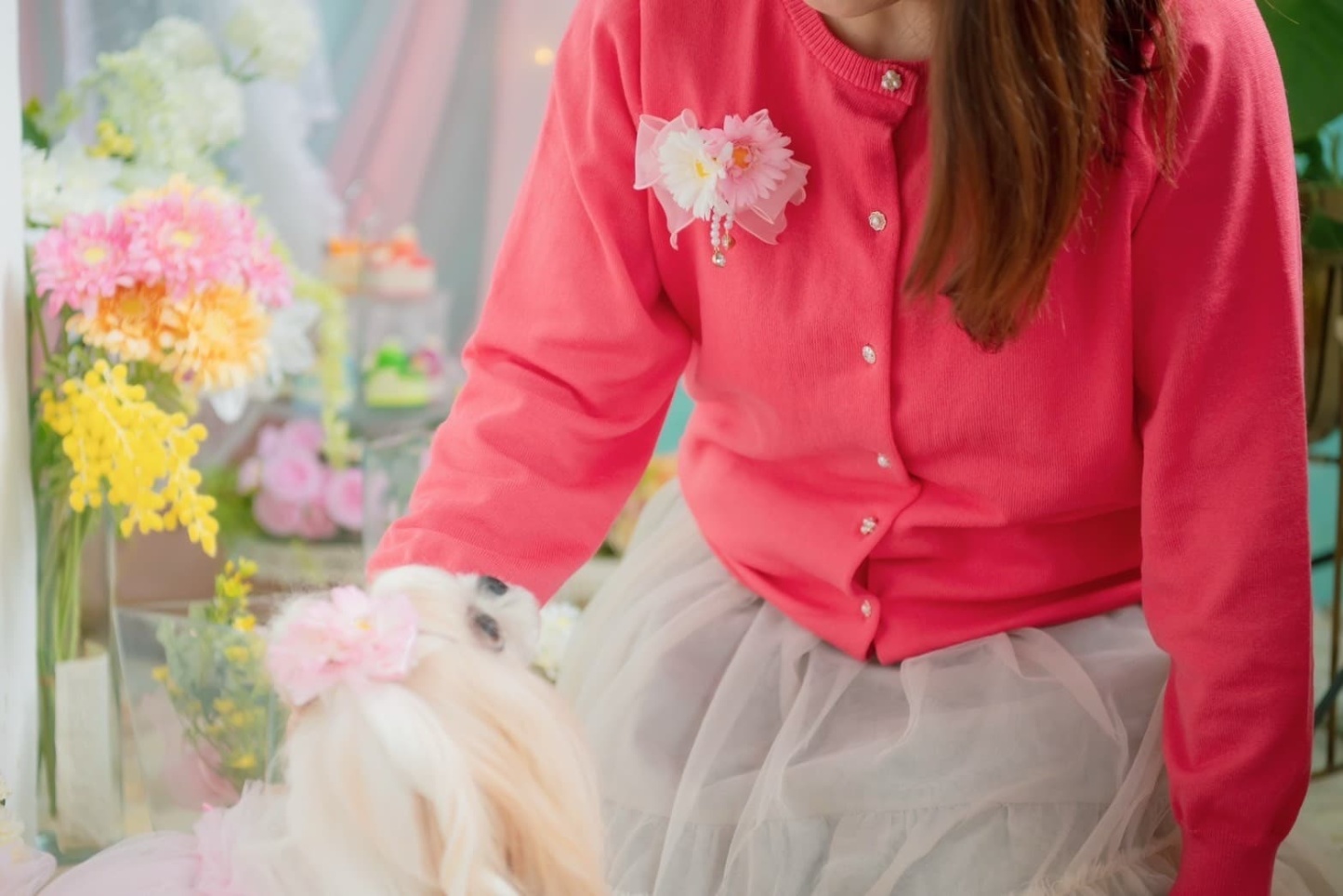 春のガーベラブローチ