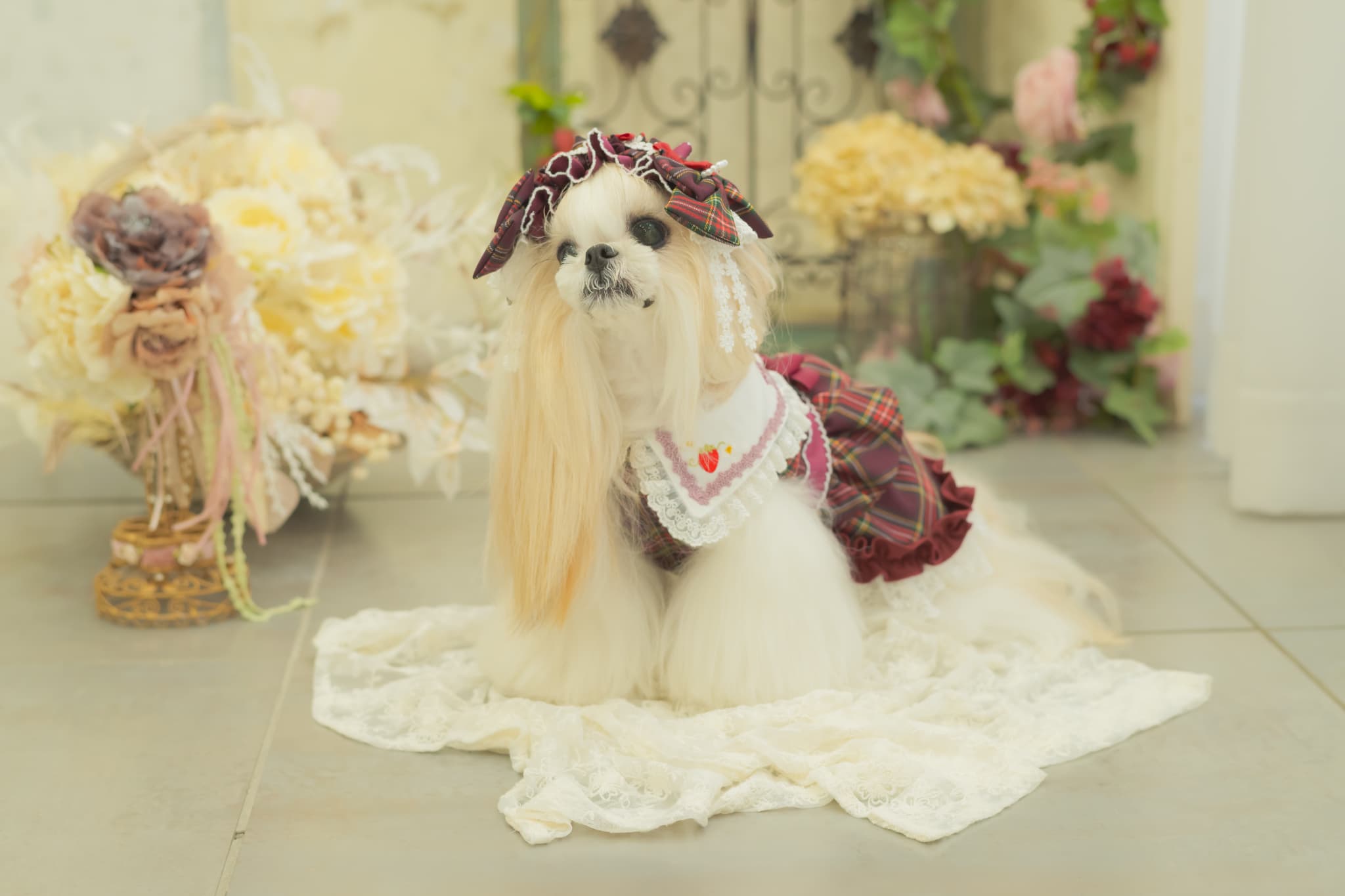 レトロいちごタータンチェックワンピース