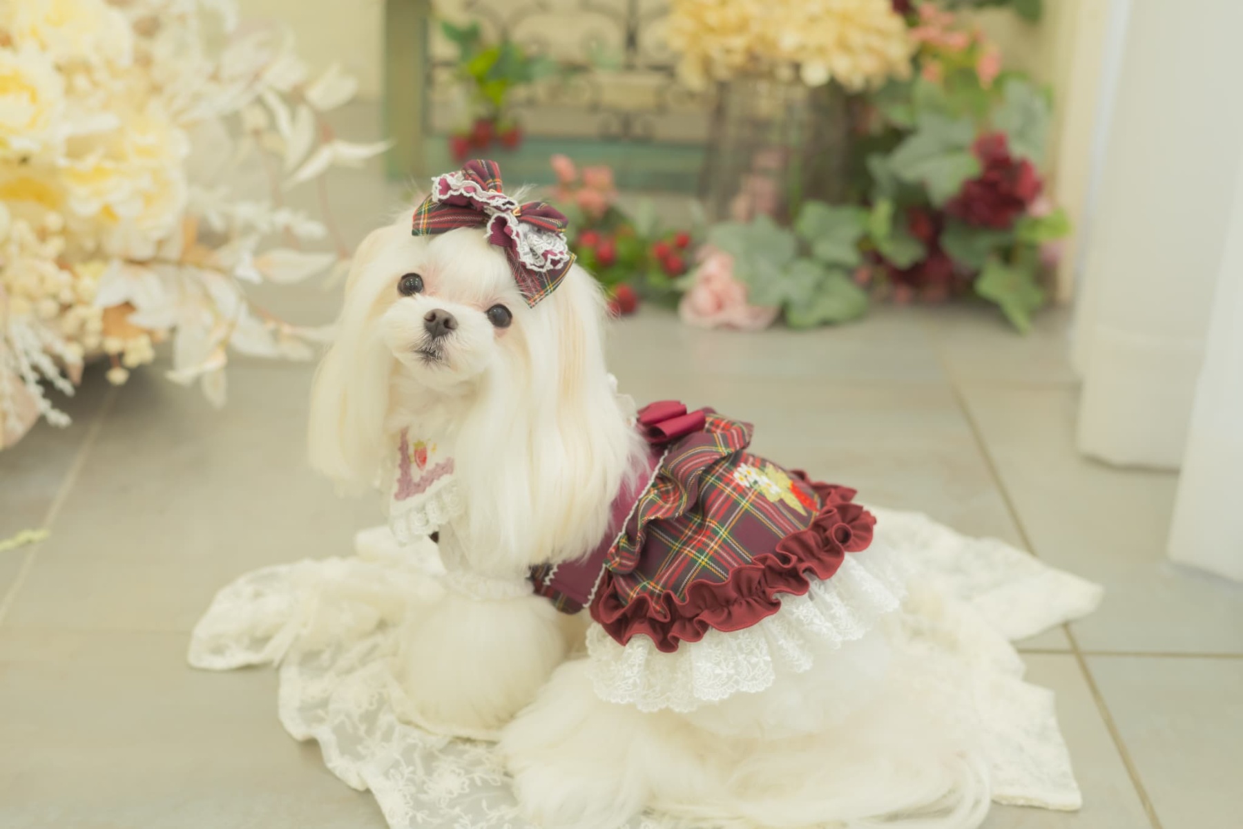 レトロいちごタータンチェックワンピース