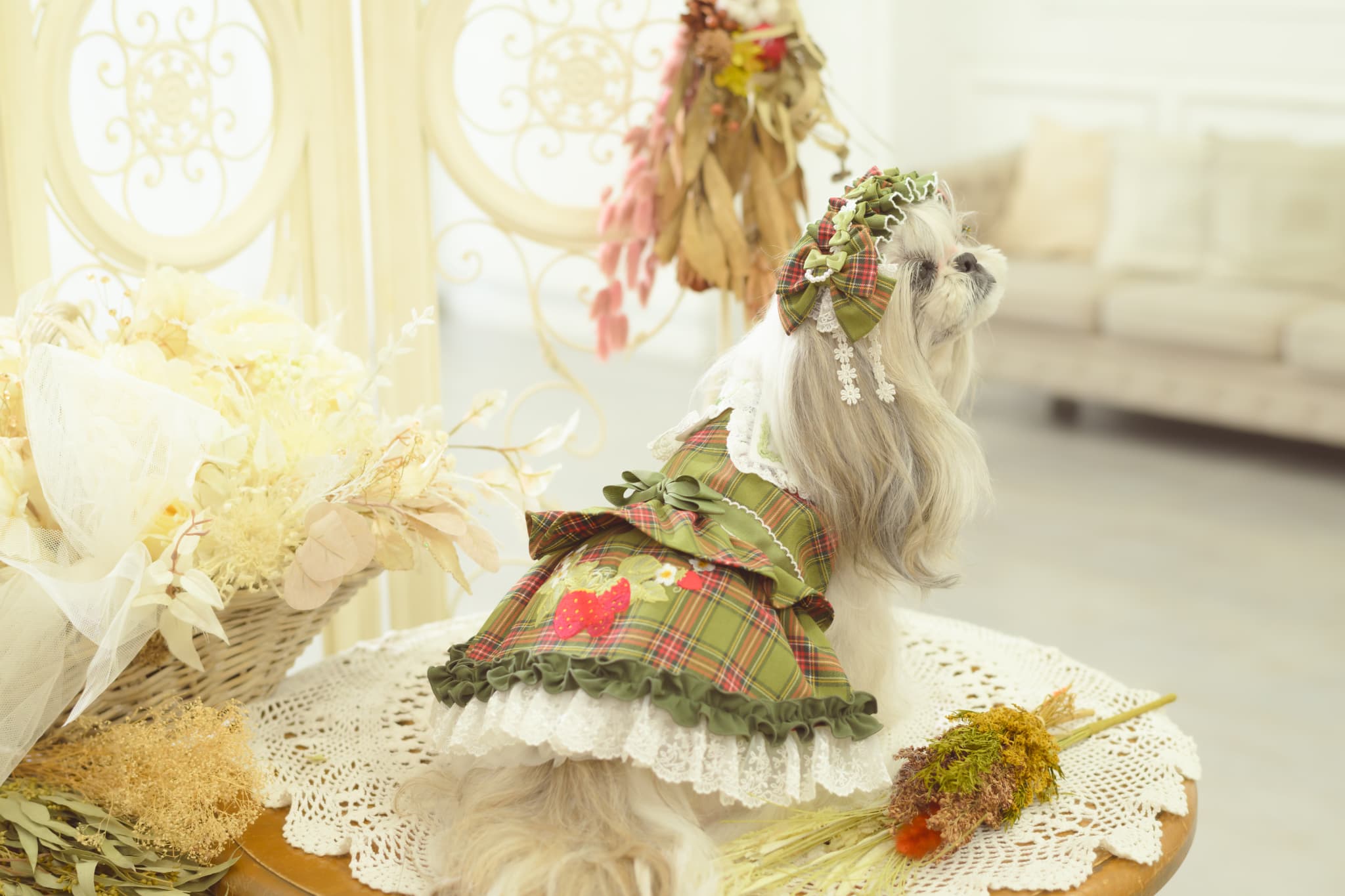 レトロいちごタータンチェックワンピース