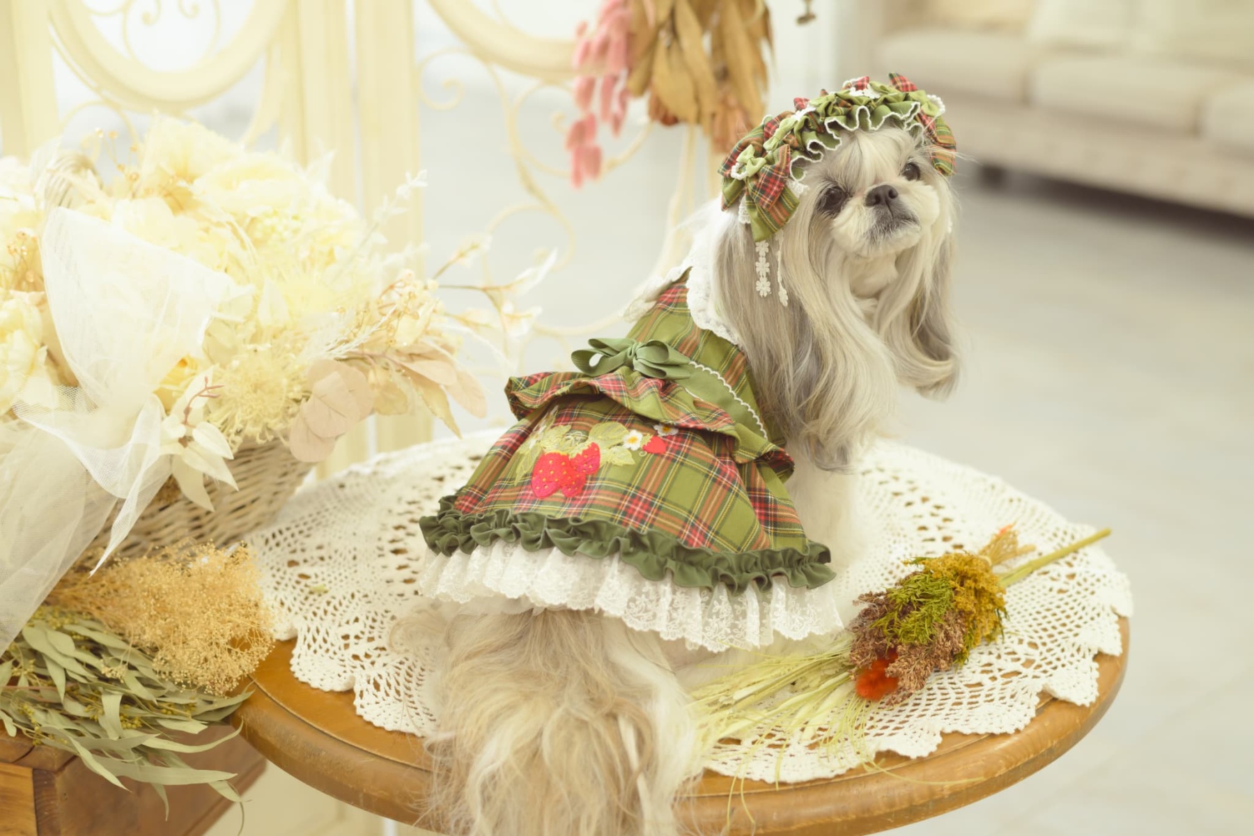 レトロいちごタータンチェックワンピース