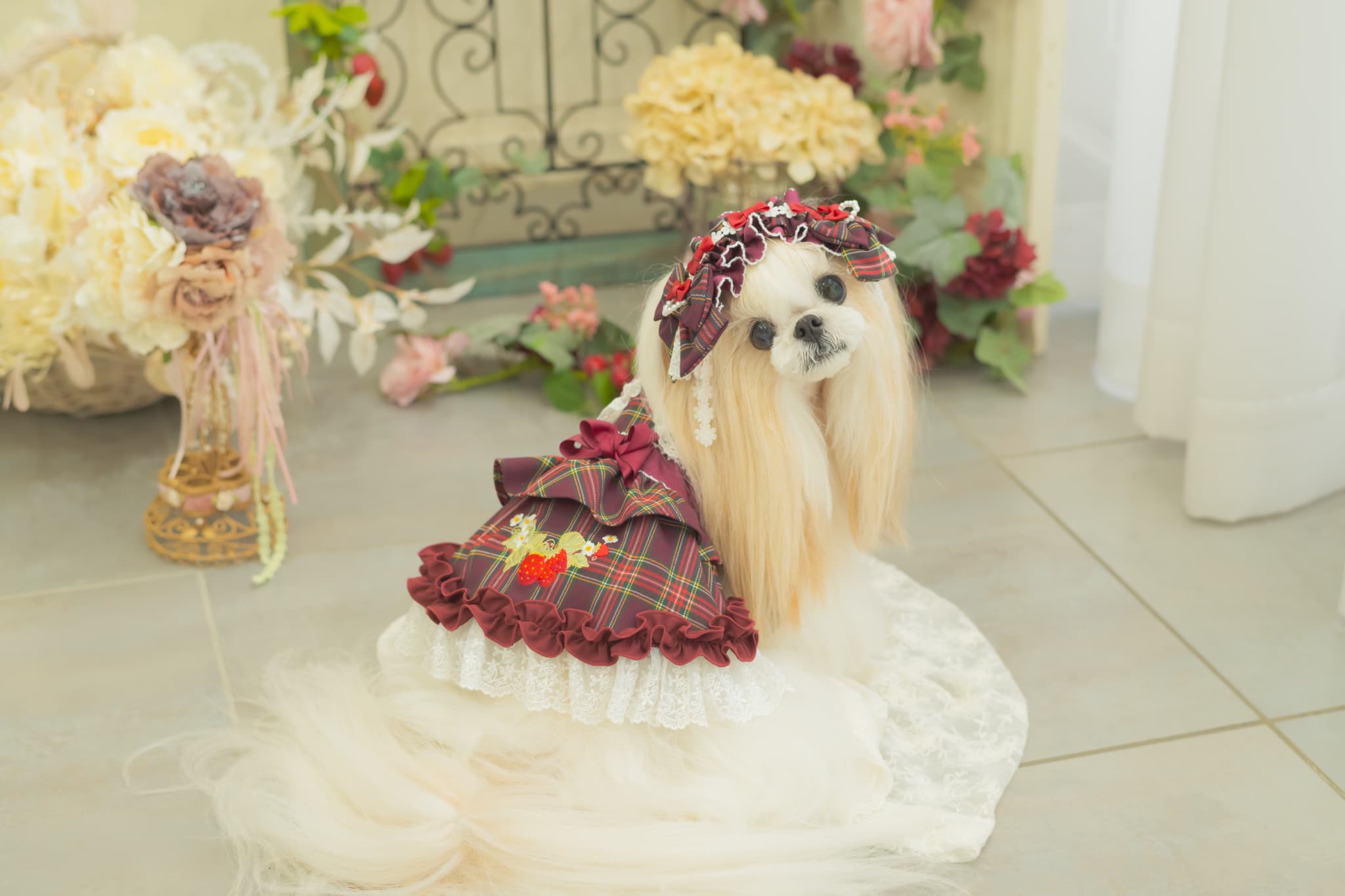 レトロいちごタータンチェックワンピース