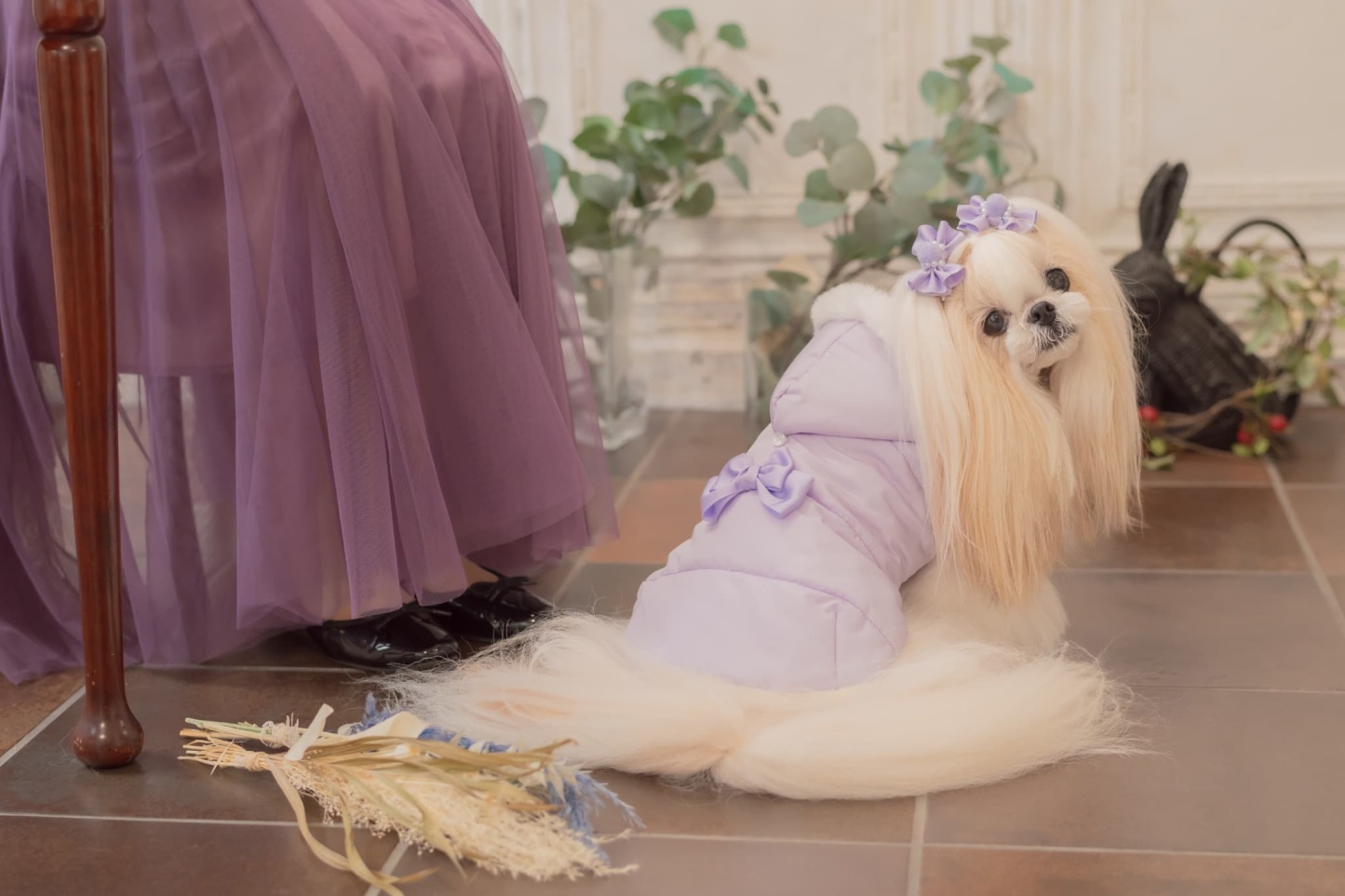 1174リボン付き中綿マント