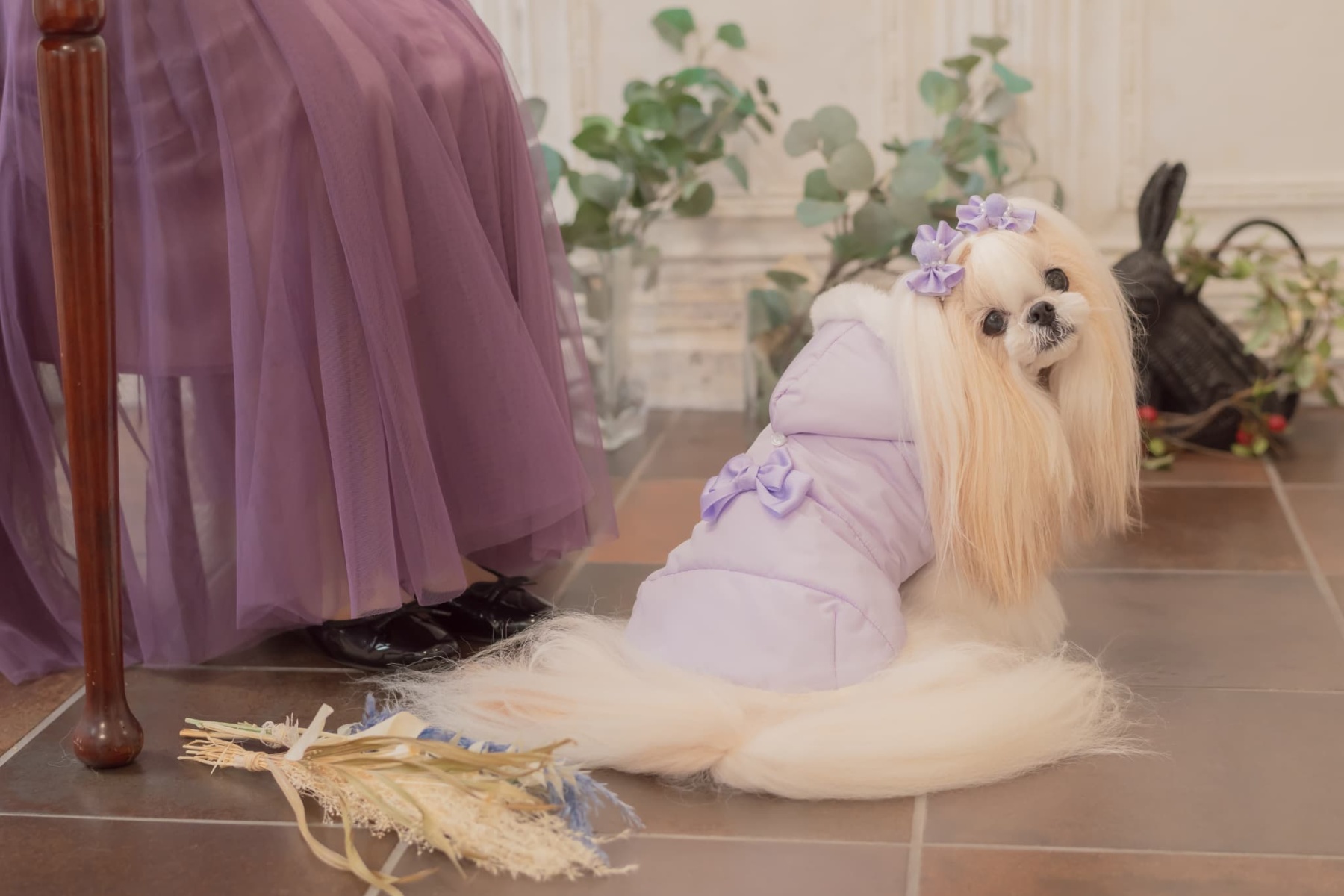 1174リボン付き中綿マント