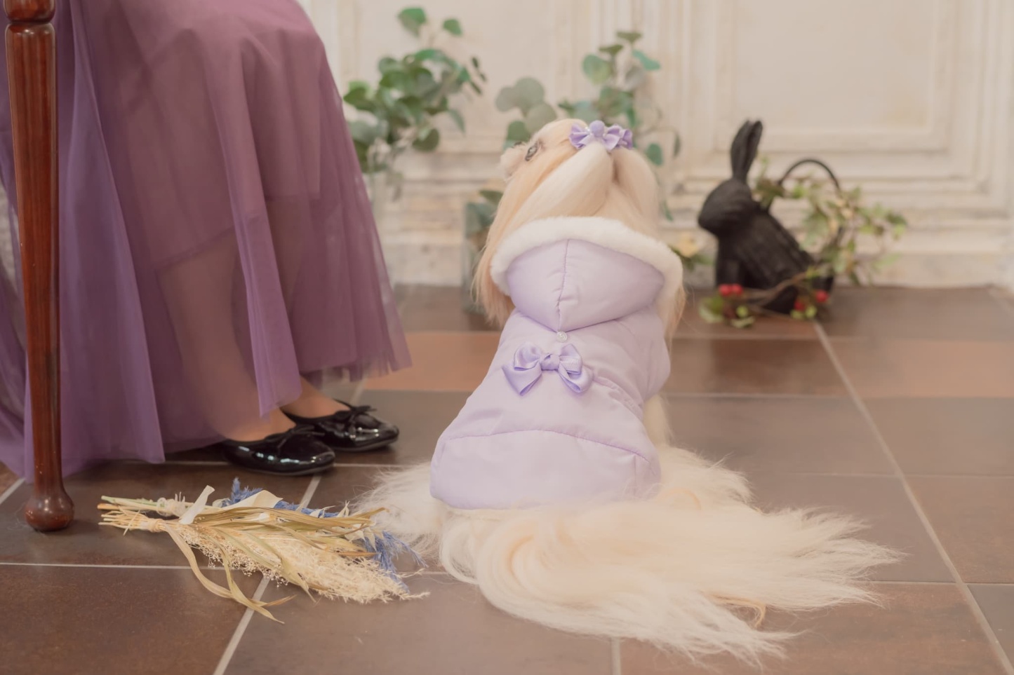 1174リボン付き中綿マント