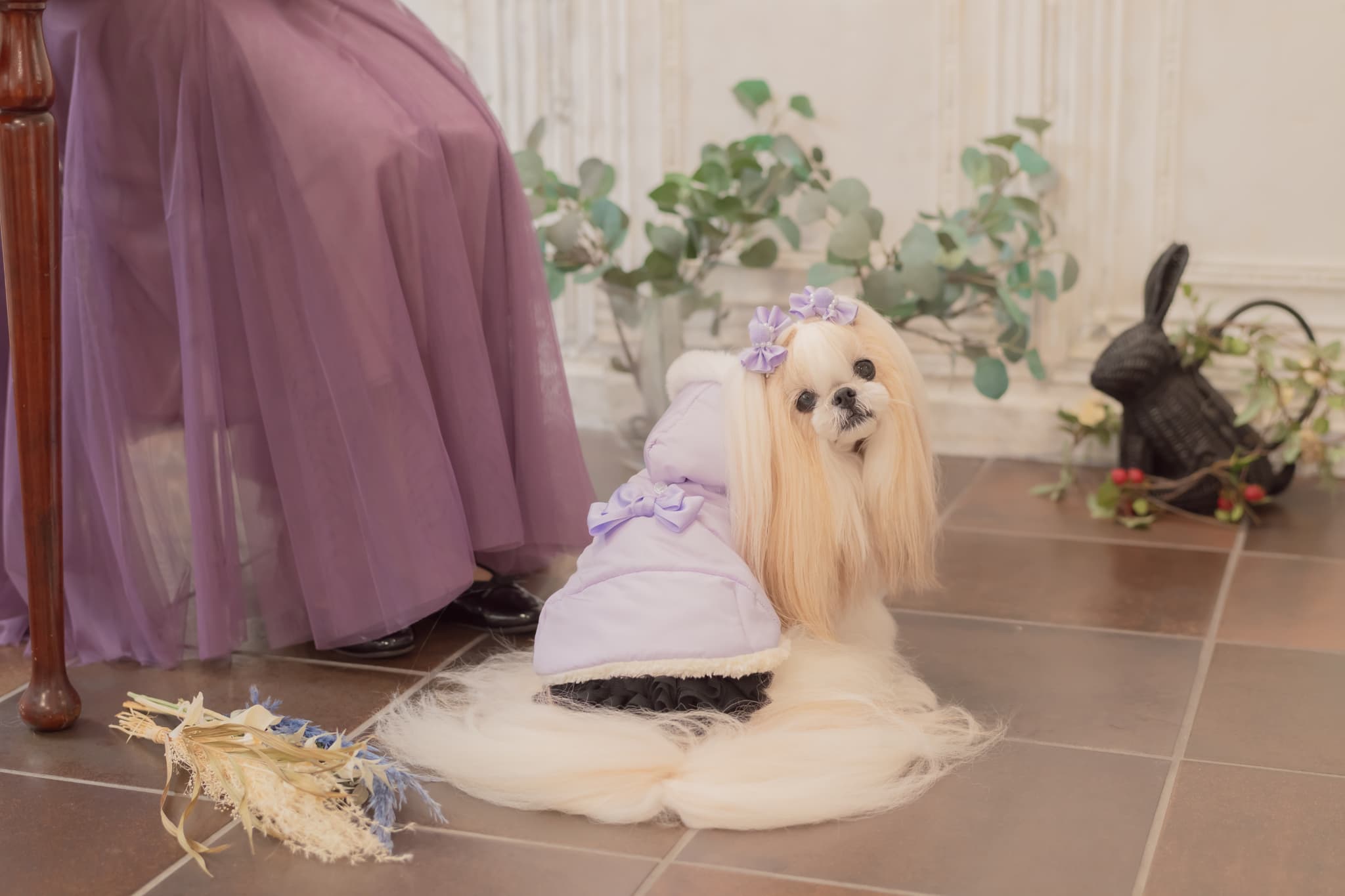 1174リボン付き中綿マント