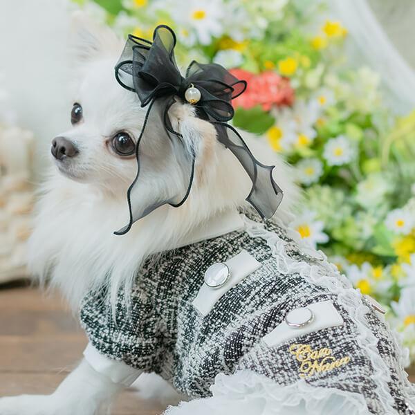 オーガンジーフリルバレッタリボン